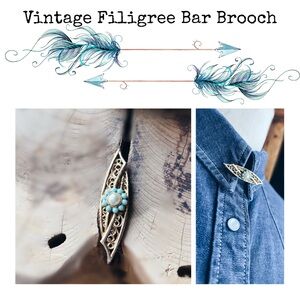 Vintage Filigree Bar Brooch